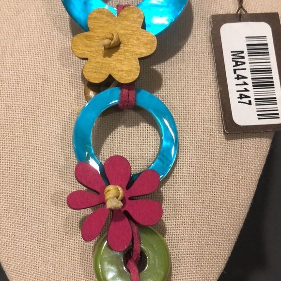 TRESKA Modern Abstract Multicolor MultiMedia Necklace NWT - Picture 6 of 9